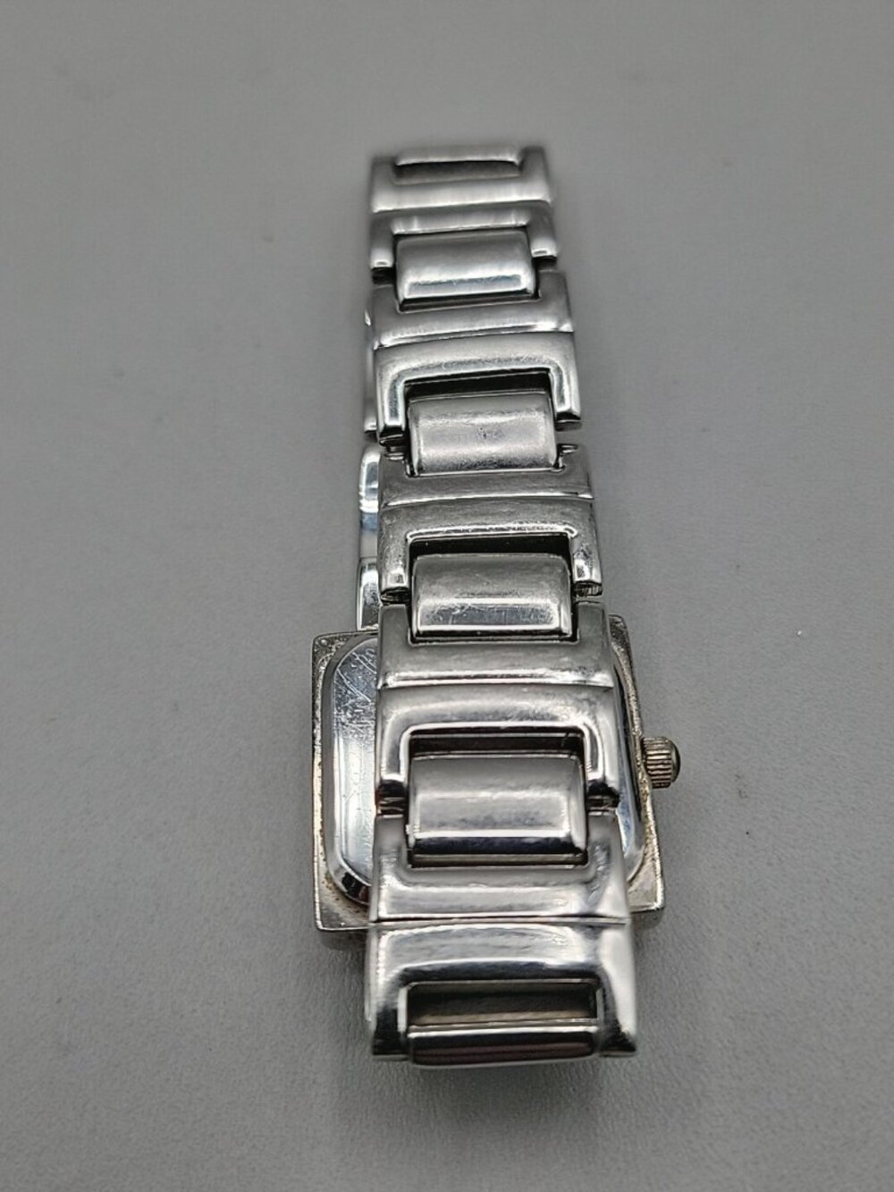 Vintage Android USA OKO Designs Square Silver Tone Women's Watch 22mm 6.5" 1990s - Picture 14 of 16